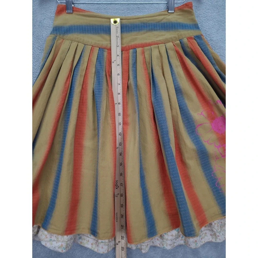 Bebe‎ Multi Colored Striped Pleated Skirt Sz Small Lined Boho Made in USA